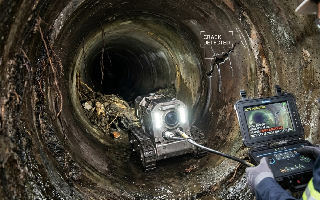 sewer inspection using CCTV camera in underground pipes